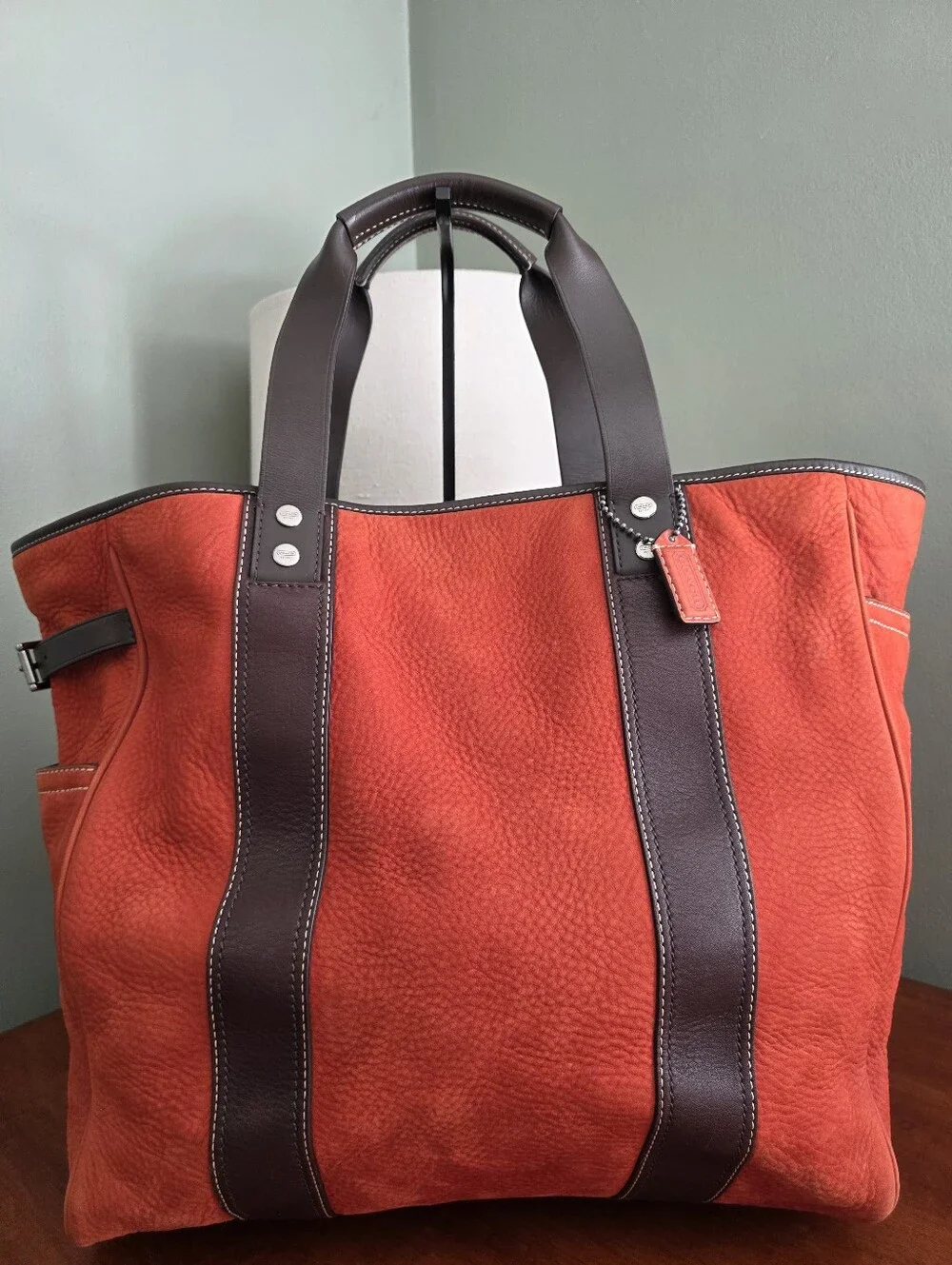 Coach Leatherware 5728 Vintage Orange Nubuck Leather Work Travel Tote Bag 2004